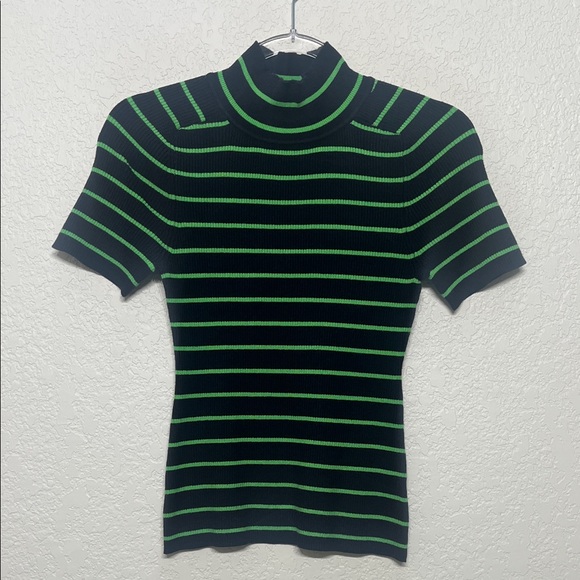 Free Assembly Sweaters - Navy Blues and Green Women’s XS Striped Turtleneck Sweater